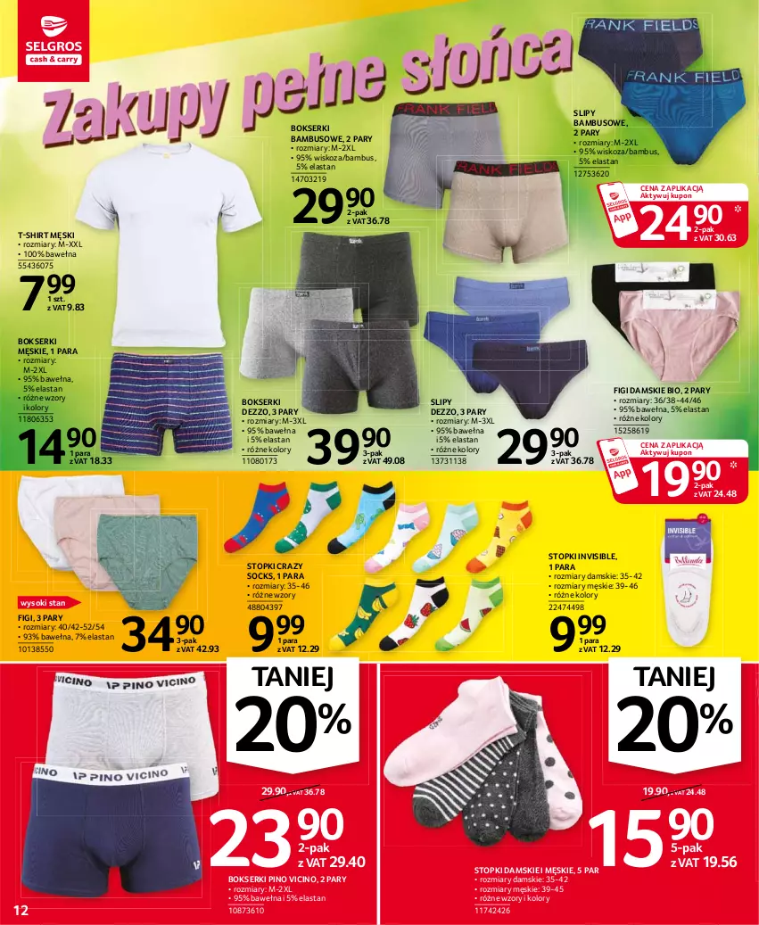 Gazetka promocyjna Selgros - Oferta przemysłowa - ważna 24.06 do 07.07.2021 - strona 12 - produkty: Bokserki, Figi, Ser, Slipy, Sok, T-shirt, Top, Wełna