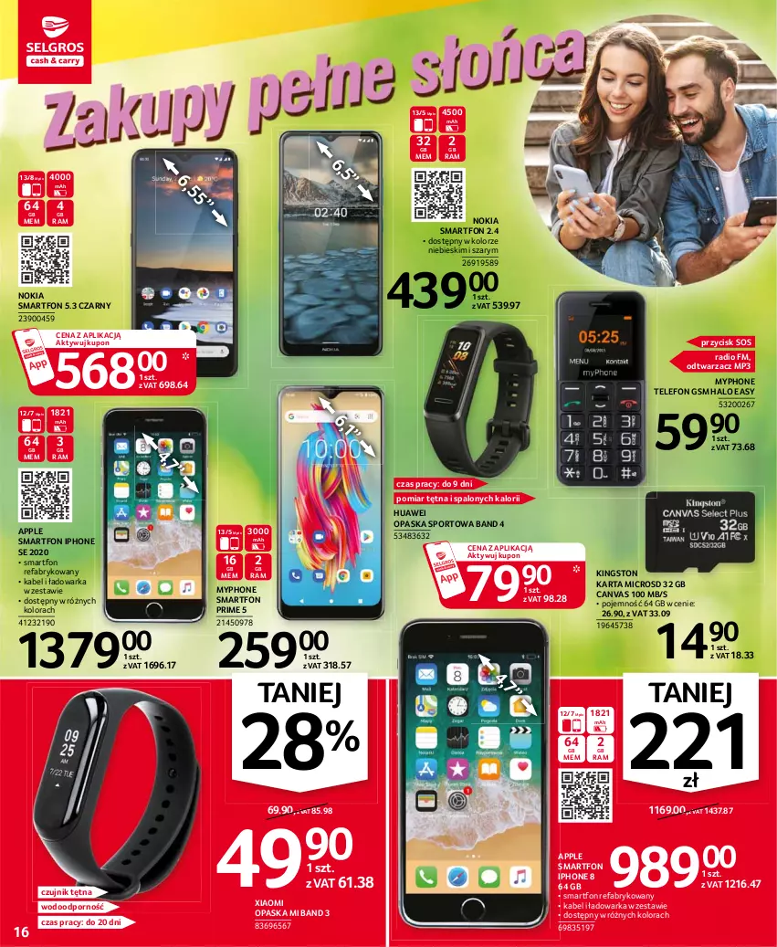 Gazetka promocyjna Selgros - Oferta przemysłowa - ważna 24.06 do 07.07.2021 - strona 16 - produkty: Fa, Halo, Huawei, IPhone 8, IPhone SE, MyPhone, Nokia, Opaska, Por, Smartfon, Sos, Sport, Telefon, Warka