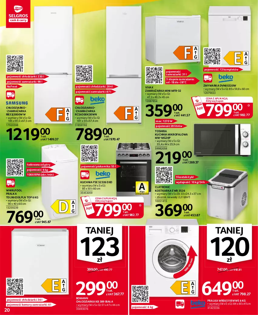 Gazetka promocyjna Selgros - Oferta przemysłowa - ważna 24.06 do 07.07.2021 - strona 20 - produkty: Chłodziarka, Fa, Kuchnia, Piekarnik, Pralka, Stek, Top, Toshiba, Warka, Whirlpool, Zamrażarka, Zmywarka