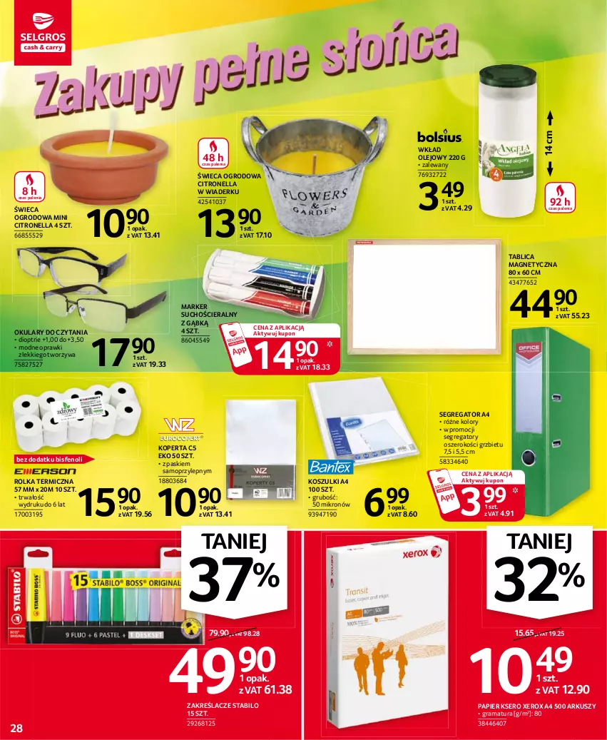 Gazetka promocyjna Selgros - Oferta przemysłowa - ważna 24.06 do 07.07.2021 - strona 28 - produkty: Gra, Kosz, Marker, Mop, Okulary do czytania, Olej, Papier, Rama, Ser, Wkład olejowy