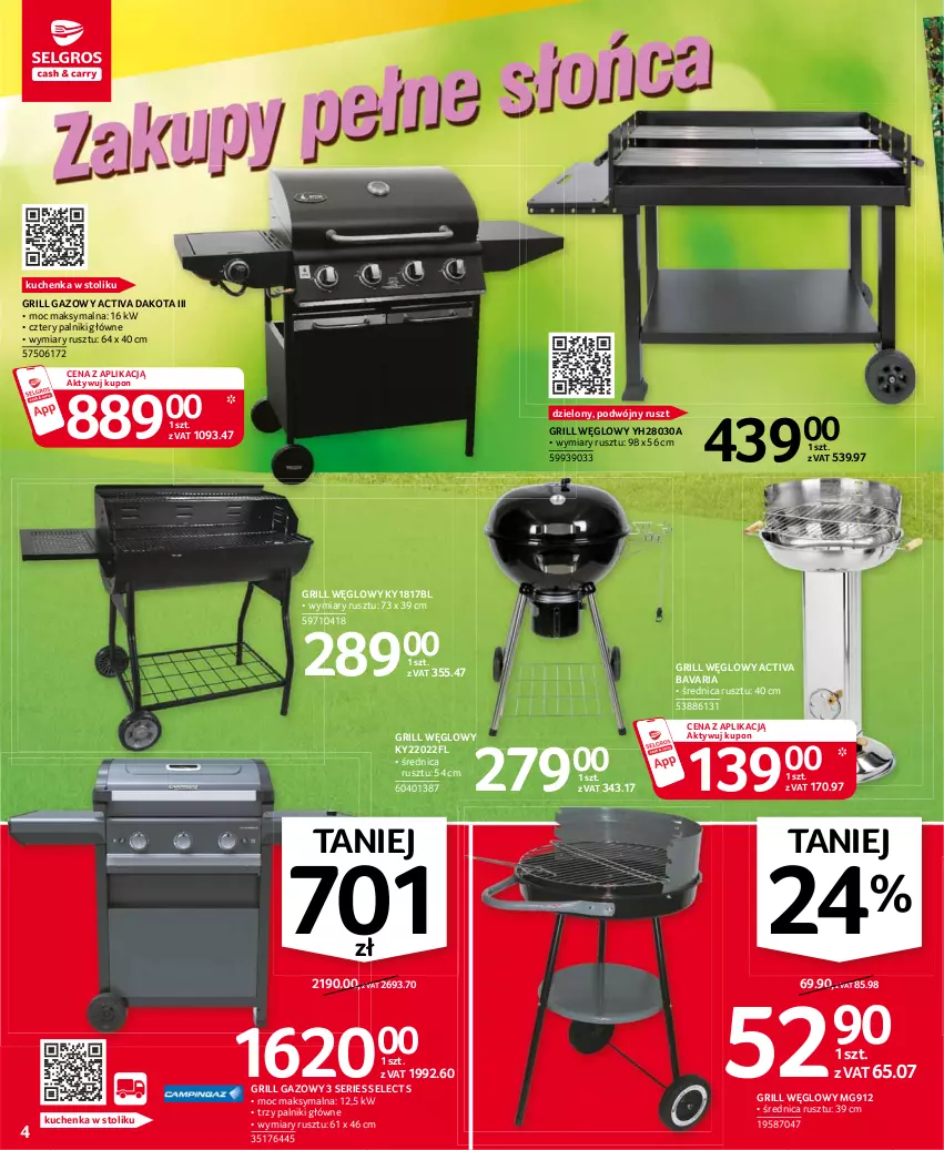 Gazetka promocyjna Selgros - Oferta przemysłowa - ważna 24.06 do 07.07.2021 - strona 4 - produkty: Grill, Grill gazowy, Ser, Stolik