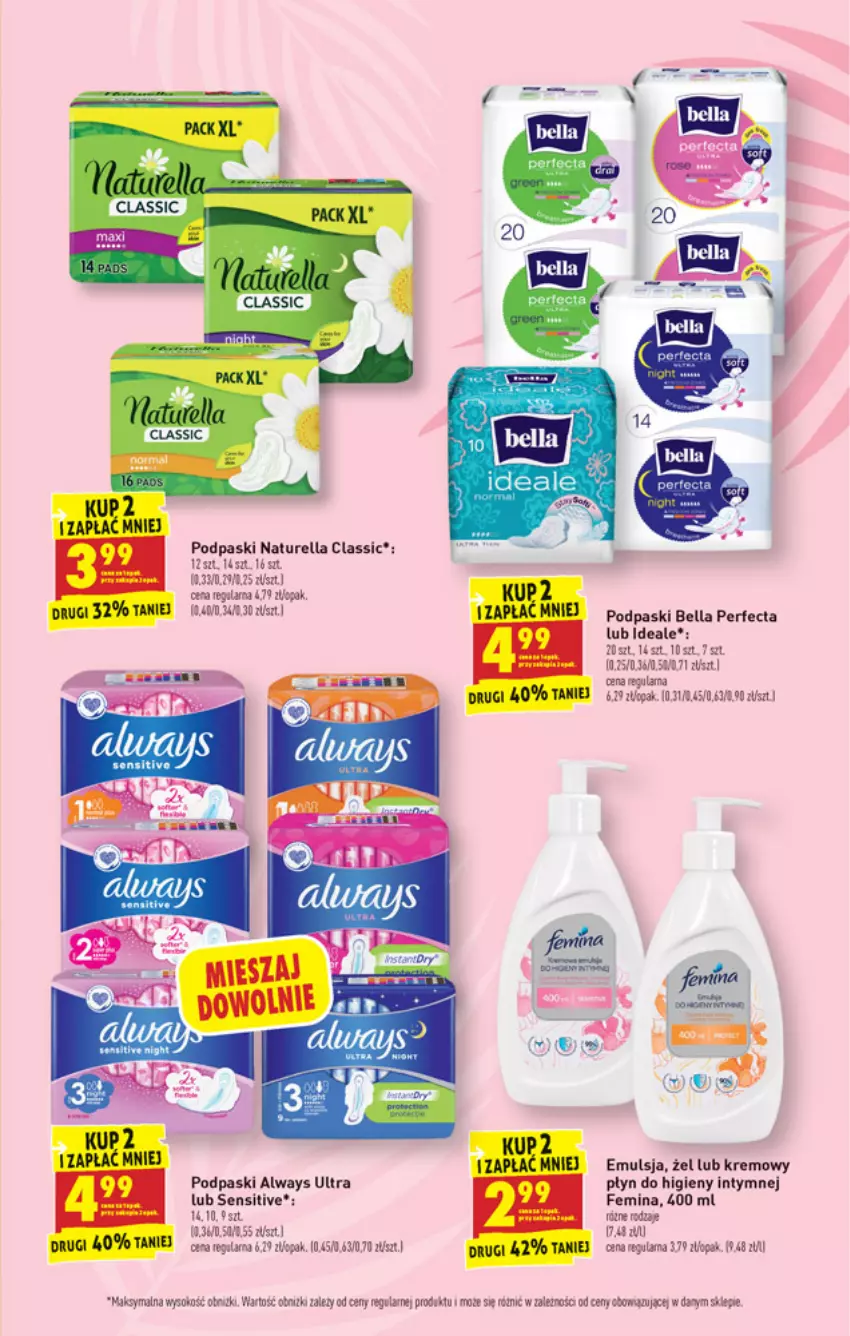 Gazetka promocyjna Biedronka - ważna 18.10 do 23.10.2021 - strona 51 - produkty: Always, Always Ultra, Bell, Bella, Emulsja, Fa, Gala, Naturell, Naturella, Perfecta, Płyn do higieny intymnej, Podpaski, Sok