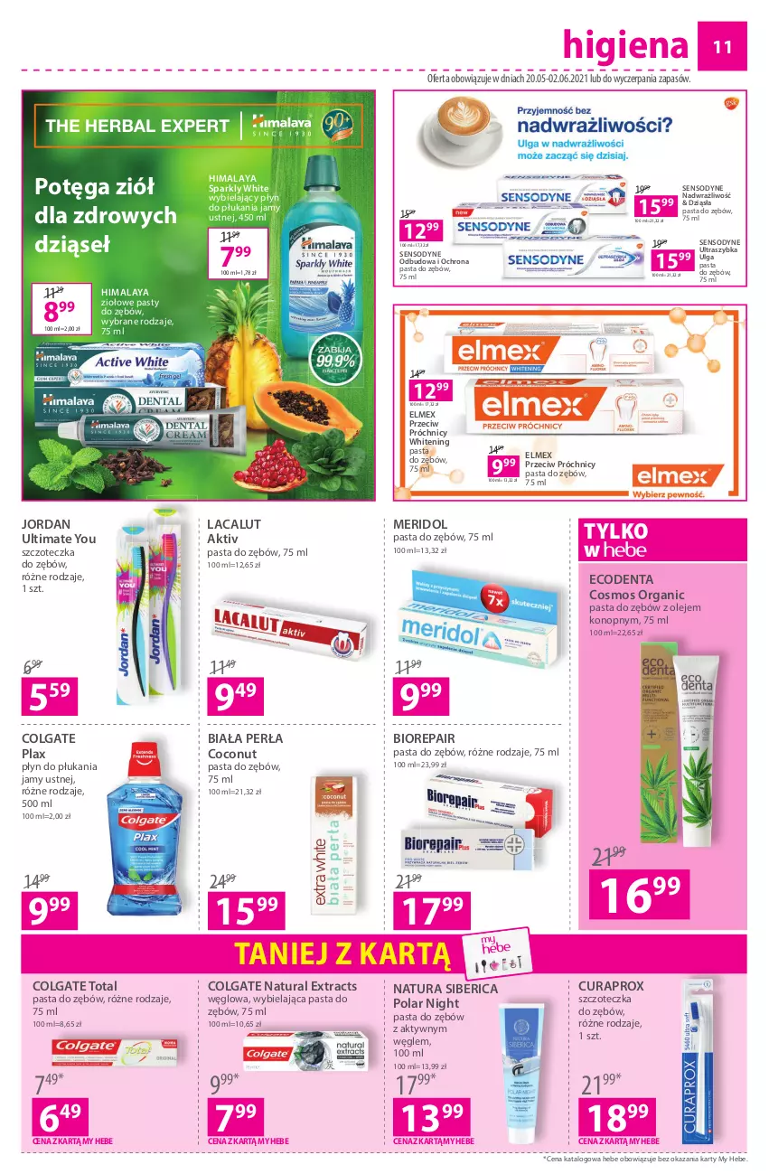 Gazetka promocyjna Hebe - Gazetka - ważna 20.05 do 02.06.2021 - strona 11 - produkty: Biorepair, Colgate, Colgate Total, Curaprox, Ecodenta, Elmex, Himalaya, Lacalut, LG, Natura Siberica, Olej, Pasta do zębów, Perła, Płyn do płukania, Płyn do płukania jamy ustnej, Sensodyne, Szczoteczka, Szczoteczka do zębów