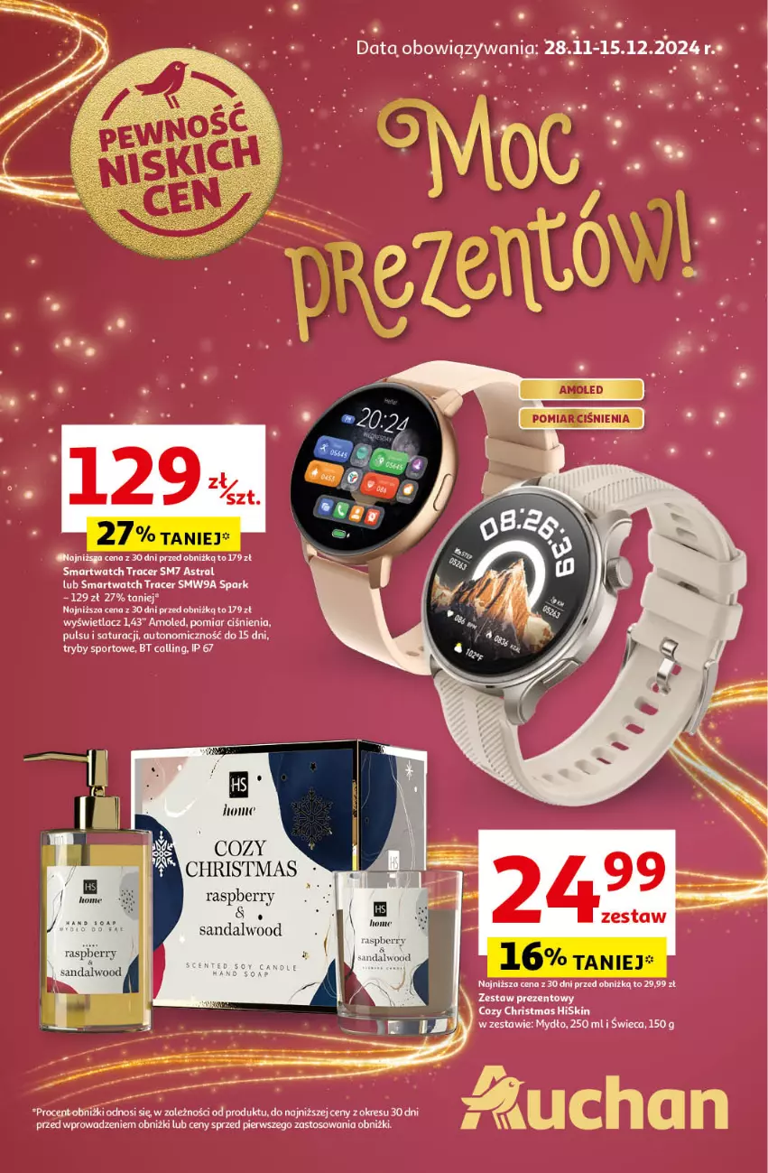 Gazetka promocyjna Auchan - Katalog Moc prezentów Hipermarket Auchan - ważna 28.11 do 15.12.2024 - strona 1 - produkty: Acer, Amol, Mydło, Por, Smartwatch, Sport