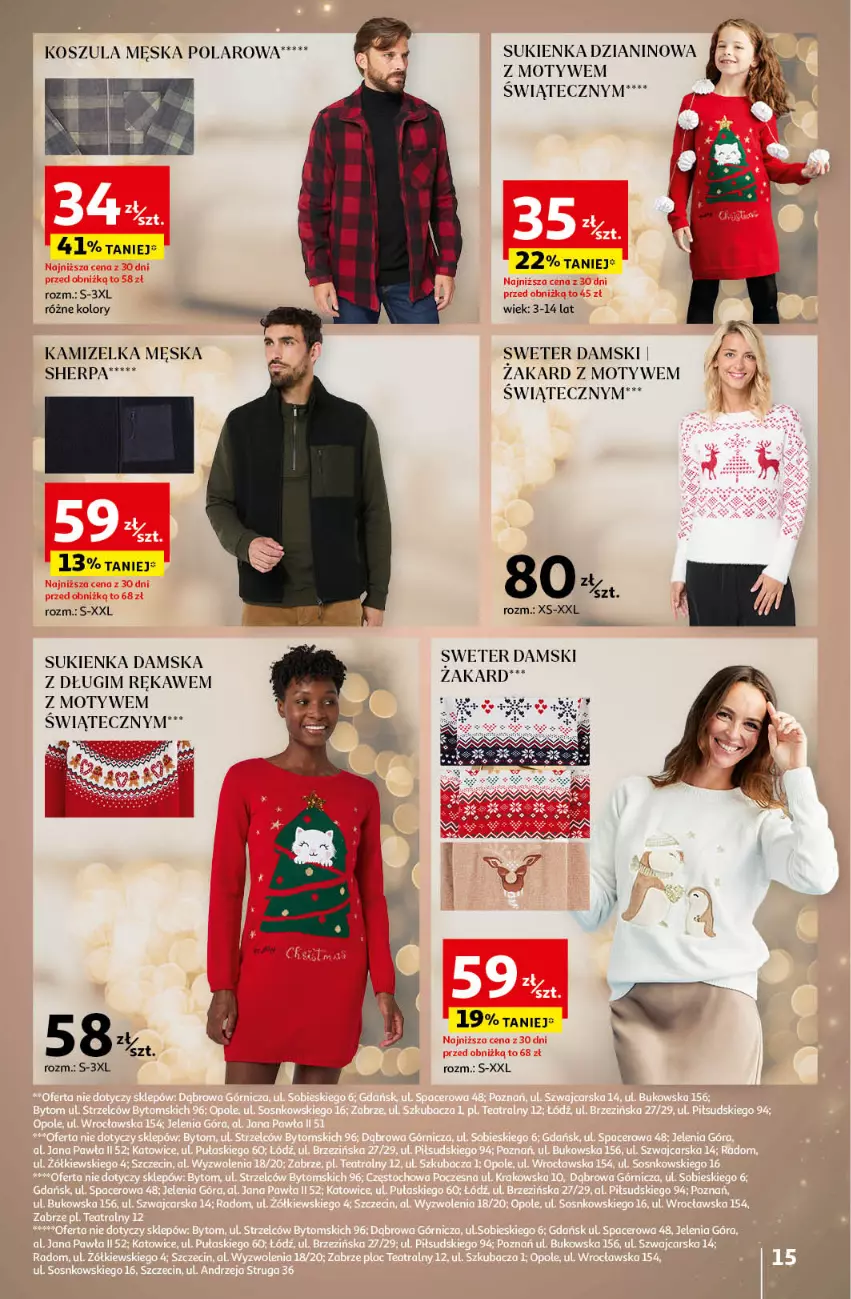 Gazetka promocyjna Auchan - Katalog Moc prezentów Hipermarket Auchan - ważna 28.11 do 15.12.2024 - strona 15 - produkty: Kamizelka, Kosz, Koszula, Sukienka, Sweter