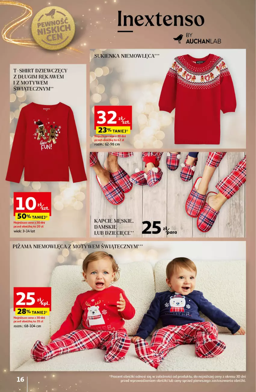 Gazetka promocyjna Auchan - Katalog Moc prezentów Hipermarket Auchan - ważna 28.11 do 15.12.2024 - strona 16 - produkty: Dzieci, Kapcie, Piżama, Sukienka, T-shirt