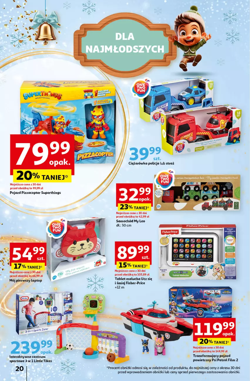 Gazetka promocyjna Auchan - Katalog Moc prezentów Hipermarket Auchan - ważna 28.11 do 15.12.2024 - strona 20 - produkty: Fisher-Price, Pizza, Pojazd, Por, Psi Patrol, Rum, Samochód, Sport, Tablet, Tera, Top, Tran