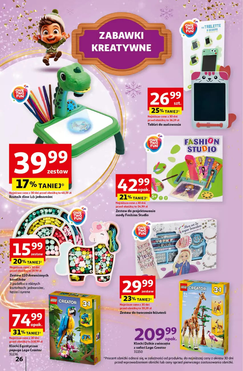 Gazetka promocyjna Auchan - Katalog Moc prezentów Hipermarket Auchan - ważna 28.11 do 15.12.2024 - strona 26 - produkty: Fa, Jednorożec, Klocki, LEGO, LEGO Creator, Tablet, Zwierzęta