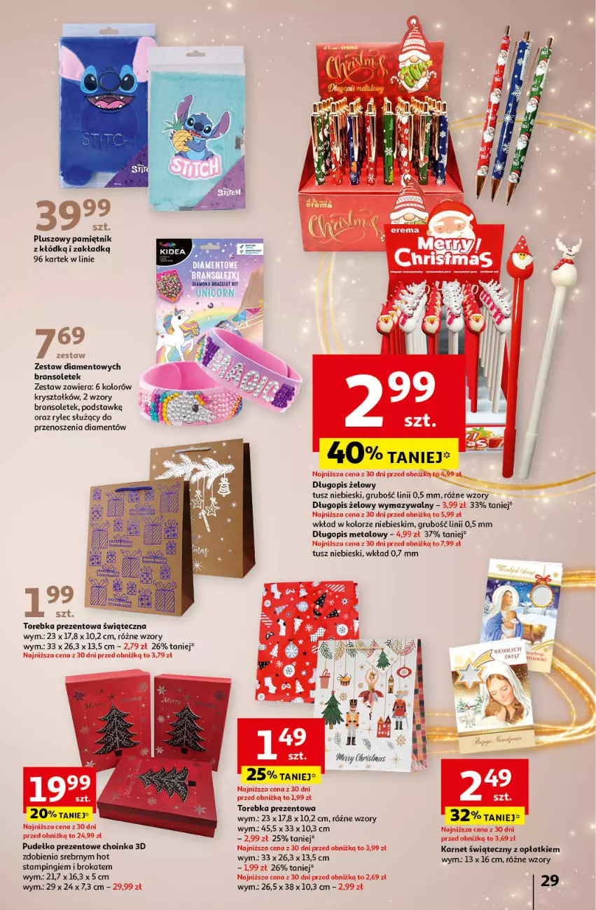 Gazetka promocyjna Auchan - Katalog Moc prezentów Hipermarket Auchan - ważna 28.11 do 15.12.2024 - strona 29 - produkty: Choinka, Długopis, Fa, Inka, Pamiętnik, Pudełko, Torebka, Tusz