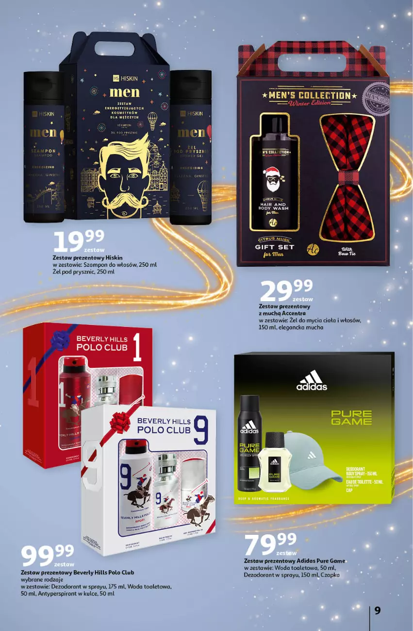 Gazetka promocyjna Auchan - Katalog Moc prezentów Hipermarket Auchan - ważna 28.11 do 15.12.2024 - strona 9 - produkty: Adidas, Antyperspirant, Body, Czapka, Dezodorant, Pur, Szampon, Woda, Woda toaletowa, Zestaw prezentowy