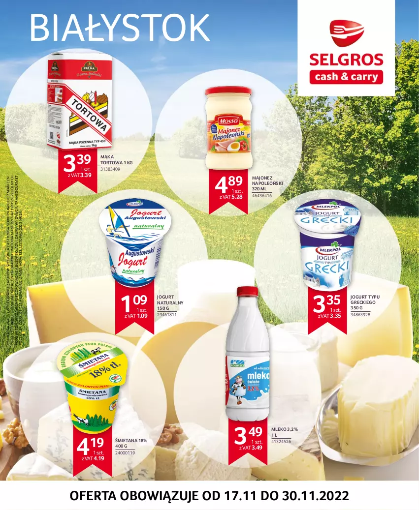 Gazetka promocyjna Selgros - Oferta regionalna - ważna 03.11 do 24.12.2022 - strona 1 - produkty: Fa, Jogurt, Jogurt naturalny, Majonez, Mąka, Mąka tortowa, Mleko, Oleo, Top, Tran