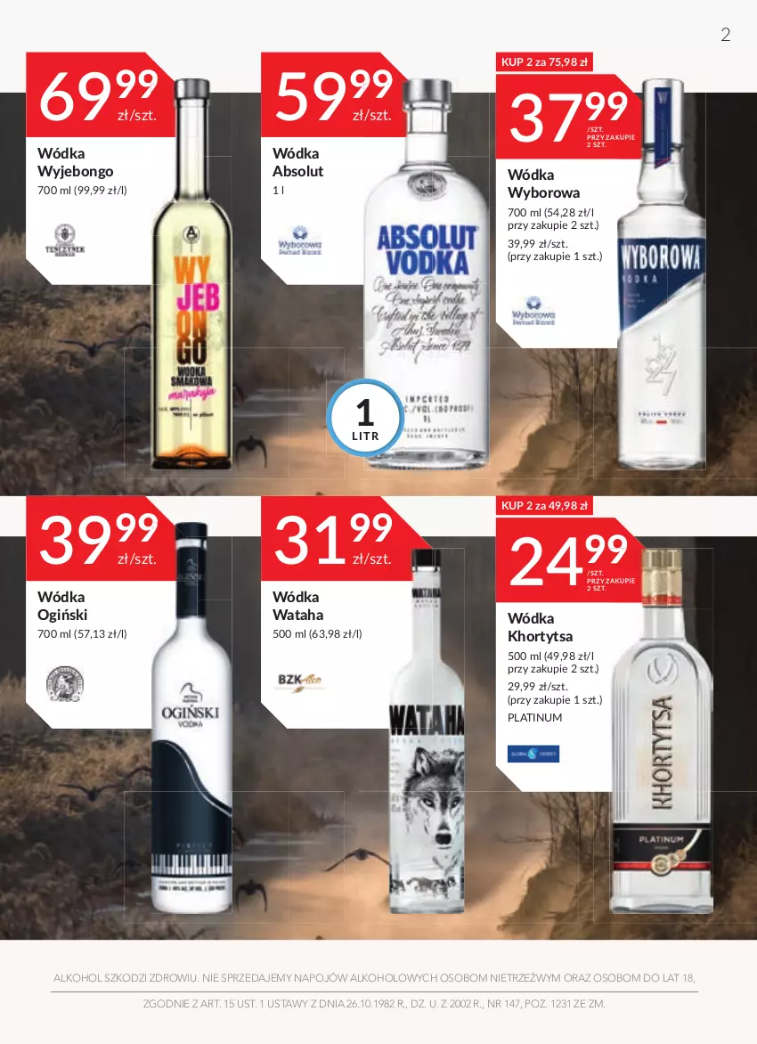 Gazetka promocyjna Stokrotka - Katalog Urodzinowy - ważna 15.09 do 28.09.2022 - strona 2 - produkty: Absolut, Ogiński, Wataha, Wódka, Wyborowa