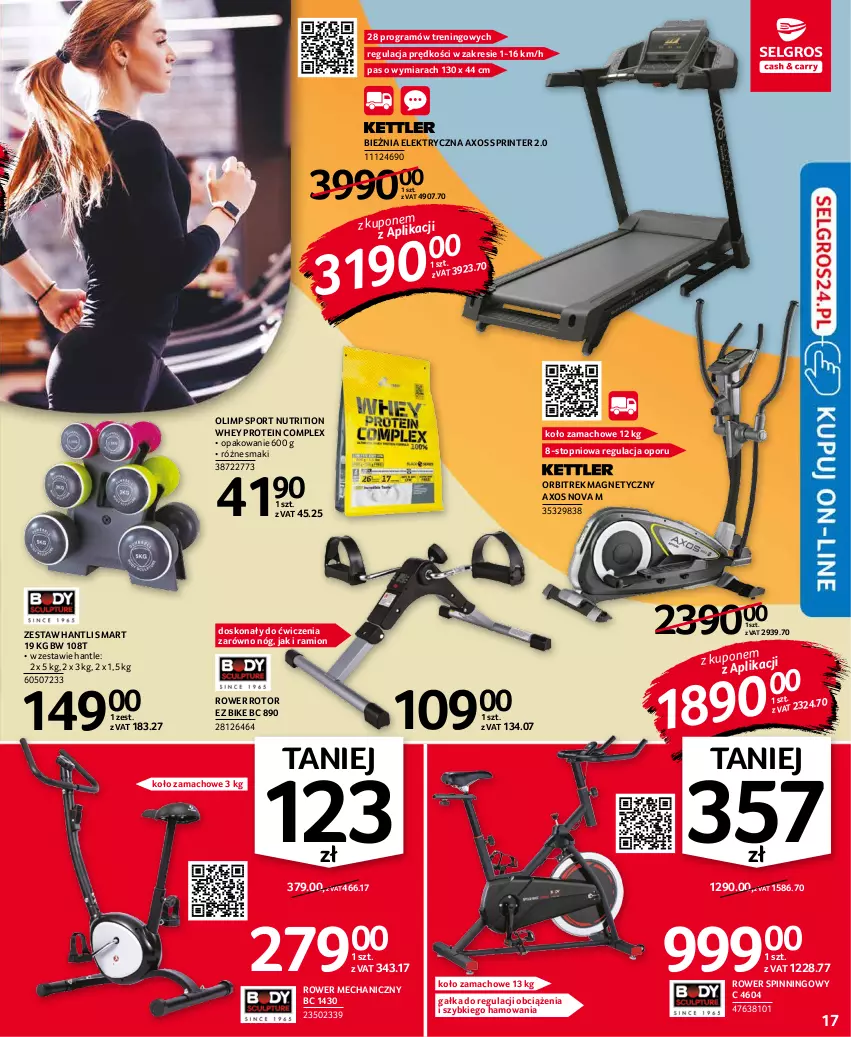 Gazetka promocyjna Selgros - Oferta przemysłowa - ważna 28.10 do 09.11.2021 - strona 17 - produkty: Bieżnia, Gałka, Gra, Orbit, Orbitrek, Por, Rower, Sport, Top, Zestaw hantli