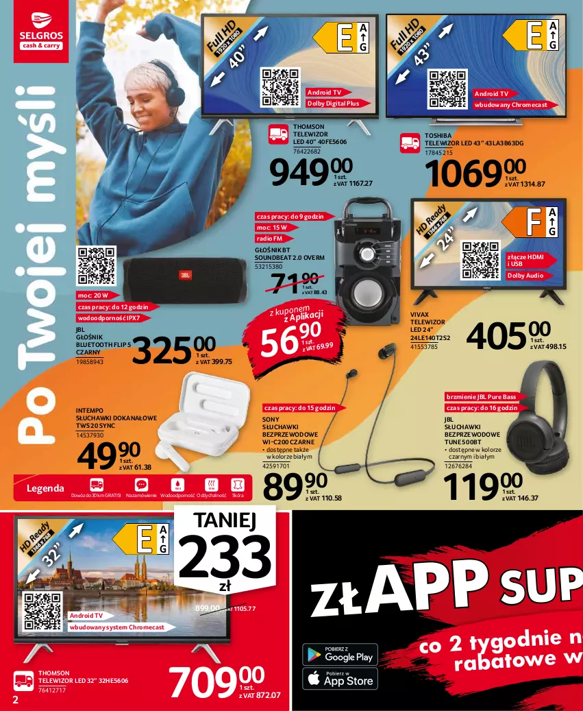 Gazetka promocyjna Selgros - Oferta przemysłowa - ważna 28.10 do 09.11.2021 - strona 2 - produkty: Android TV, Głośnik, Głośnik bluetooth, Gra, JBL, Por, Pur, Słuchawki, Słuchawki bezprzewodowe, Sony, Telewizor, Thomson, Toshiba