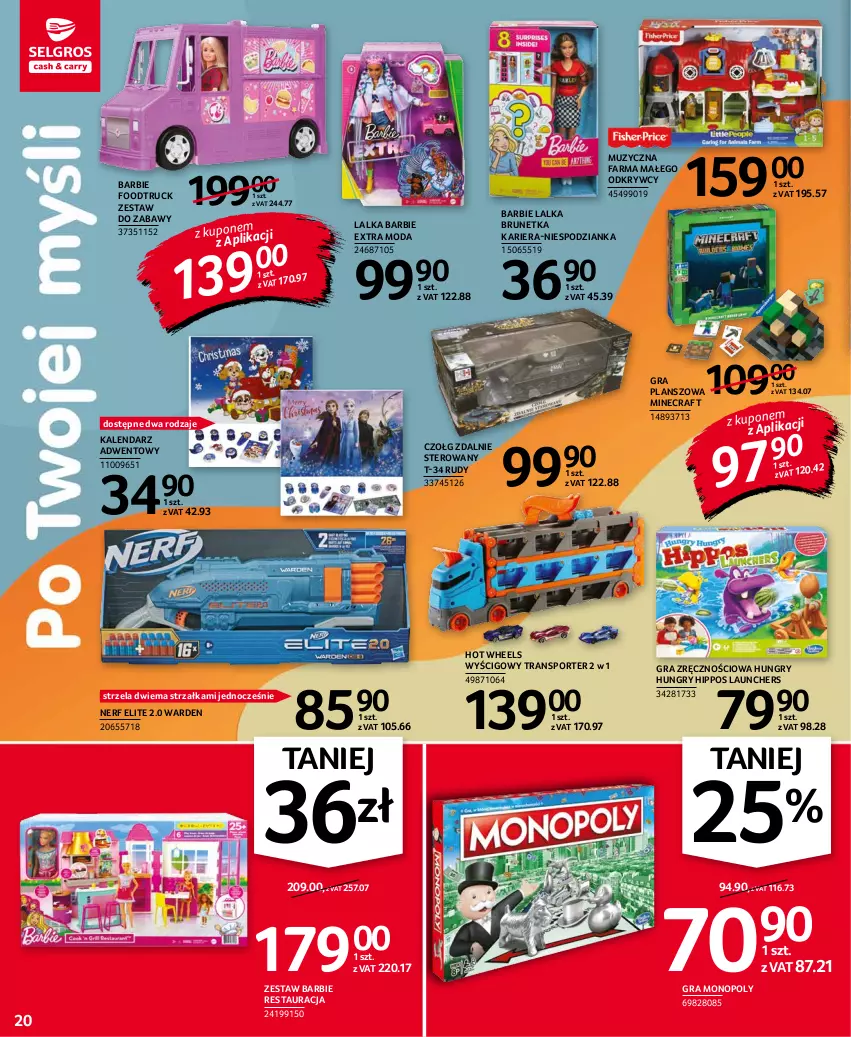 Gazetka promocyjna Selgros - Oferta przemysłowa - ważna 28.10 do 09.11.2021 - strona 20 - produkty: Barbie, Fa, Gra, Gry, HiPP, Hot Wheels, Kalendarz, Kalendarz adwentowy, Lalka, Minecraft, Moda, Monopoly, Nerf, Por, Sport, Tran