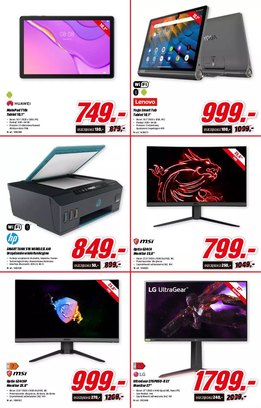 Gazetka promocyjna Media Markt - Gazetka Media Markt - ważna 09.02 do 15.02.2022 - strona 6 - produkty: Drukarka, Gra, Huawei, Monitor, Procesor, Skaner, Tablet, Urządzenie wielofunkcyjne