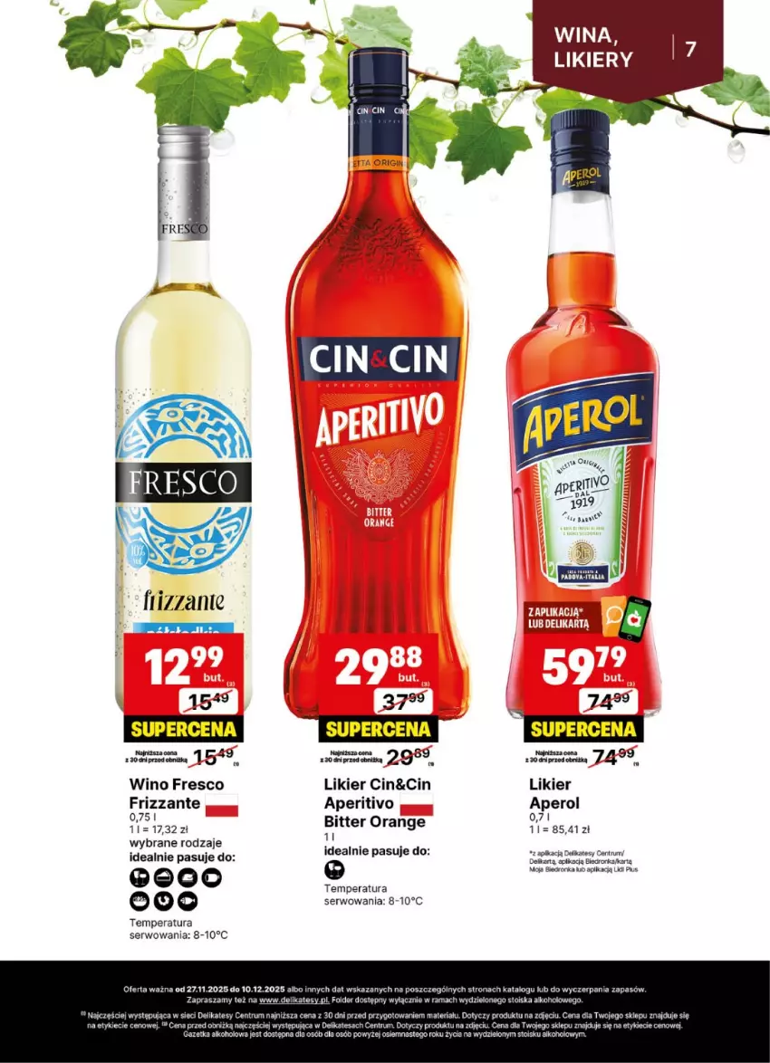 Gazetka promocyjna Delikatesy Centrum - Delibarek DC48-DC49 - ważna 27.11 do 10.12.2025 - strona 7 - produkty: Aperol, Dron, Fresco, Likier, Rama, Rum, Ser, Wino