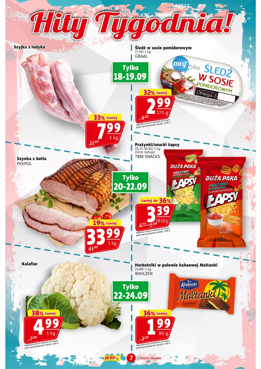 Gazetka promocyjna Prim Market - ważna 18.09 do 24.09.2025 - strona 7 - produkty: Gra, Graal, Herbatniki, Kakao, Kalafior, Sos, Szynka