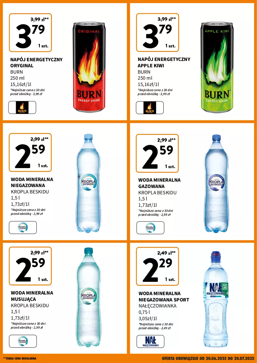 Gazetka promocyjna Intermarche - Gazetka Intermarche - ważna 30.06 do 20.07.2025 - strona 3 - produkty: Gin, Kiwi, Mus, Nałęczowianka, Napój, Napój energetyczny, Por, Sport, Woda, Woda mineralna