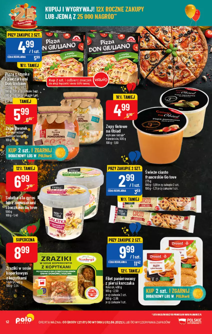 Gazetka promocyjna PoloMarket - Gazetka pomocyjna - ważna 27.07 do 02.08.2022 - strona 12 - produkty: Ciasto francuskie, Gyros, Kopytka, Kurczak, Sos