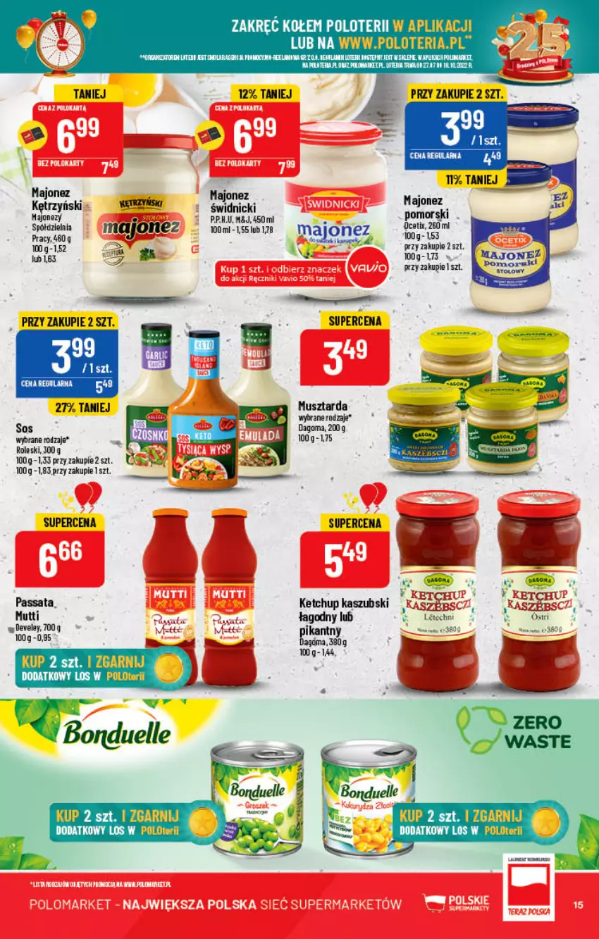 Gazetka promocyjna PoloMarket - Gazetka pomocyjna - ważna 27.07 do 02.08.2022 - strona 15 - produkty: Bonduelle, Fa, Ketchup, Majonez, Mus, Musztarda, Sos