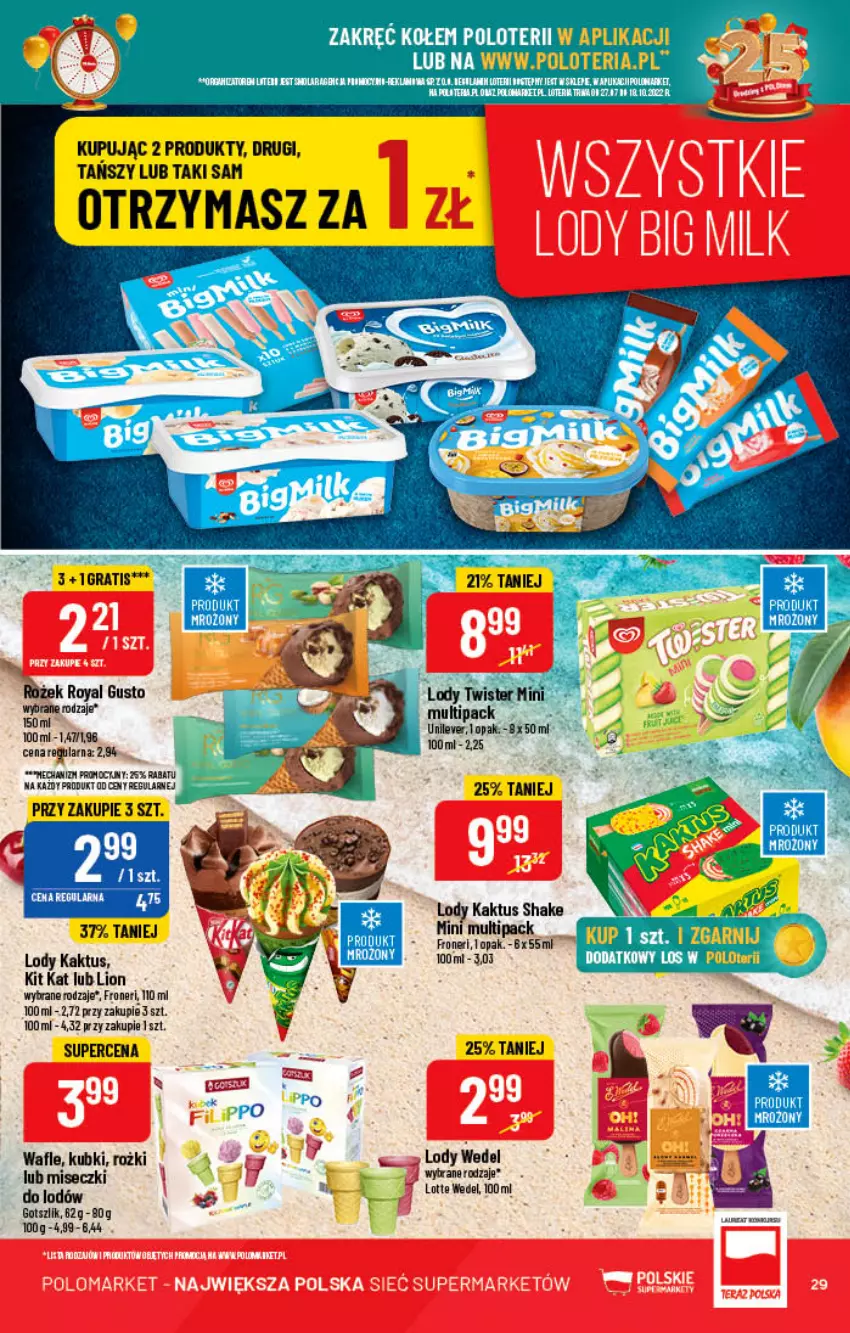 Gazetka promocyjna PoloMarket - Gazetka pomocyjna - ważna 27.07 do 02.08.2022 - strona 29 - produkty: Gra, Kaktus, Kit Kat, Lion, Lody, Wafle