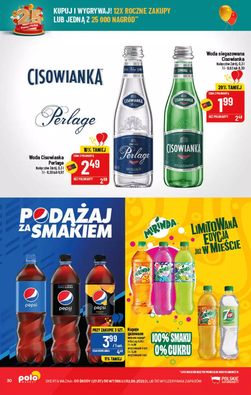 Gazetka promocyjna PoloMarket - Gazetka pomocyjna - ważna 27.07 do 02.08.2022 - strona 30 - produkty: Cisowianka, Fa, Gry, Napoje, Pepsi, Woda, Woda niegazowana