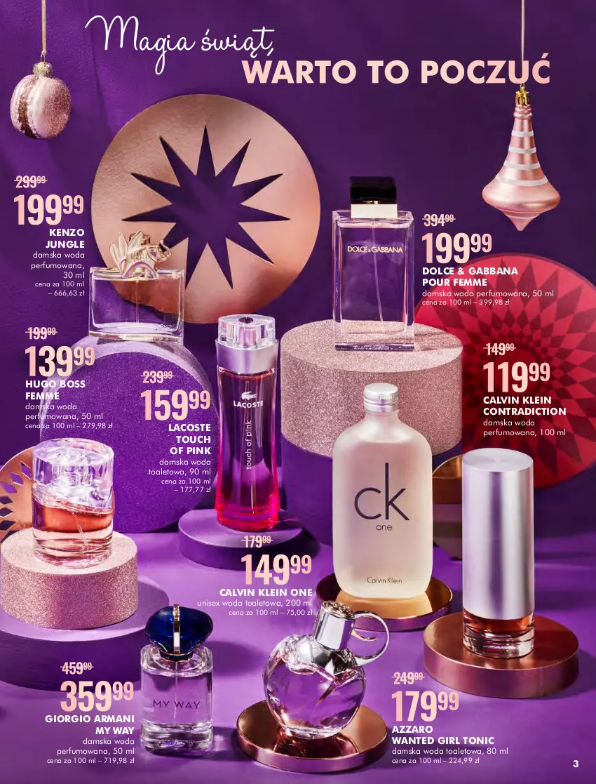 Gazetka promocyjna Super Pharm - Gazetka - ważna 12.11 do 30.11.2022 - strona 3 - produkty: Azzaro, Calvin Klein, Giorgio Armani, Hugo Boss, Kenzo, Lacoste, Perfum, Woda, Woda perfumowana, Woda toaletowa