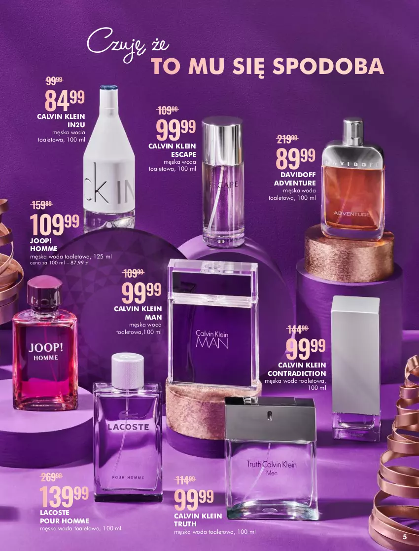 Gazetka promocyjna Super Pharm - Gazetka - ważna 12.11 do 30.11.2022 - strona 5 - produkty: Calvin Klein, Davidoff, JOOP!, Lacoste, Woda, Woda toaletowa