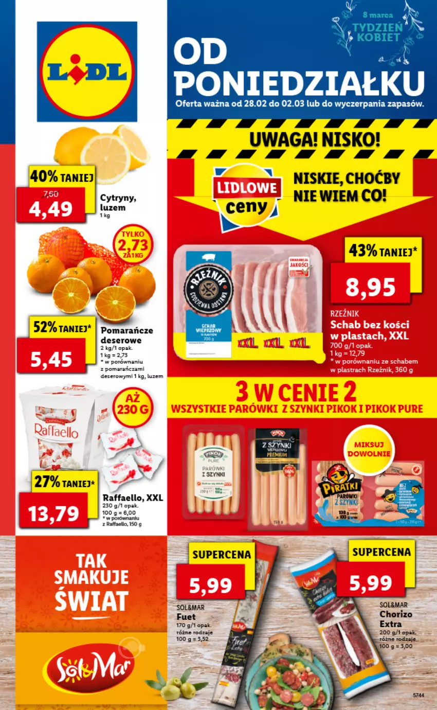 Gazetka promocyjna Lidl - GAZETKA - ważna 28.02 do 02.03.2022 - strona 1 - produkty: Cytryny, Deser, Fa, Pomarańcze, Por, Raffaello, Ser, Waga