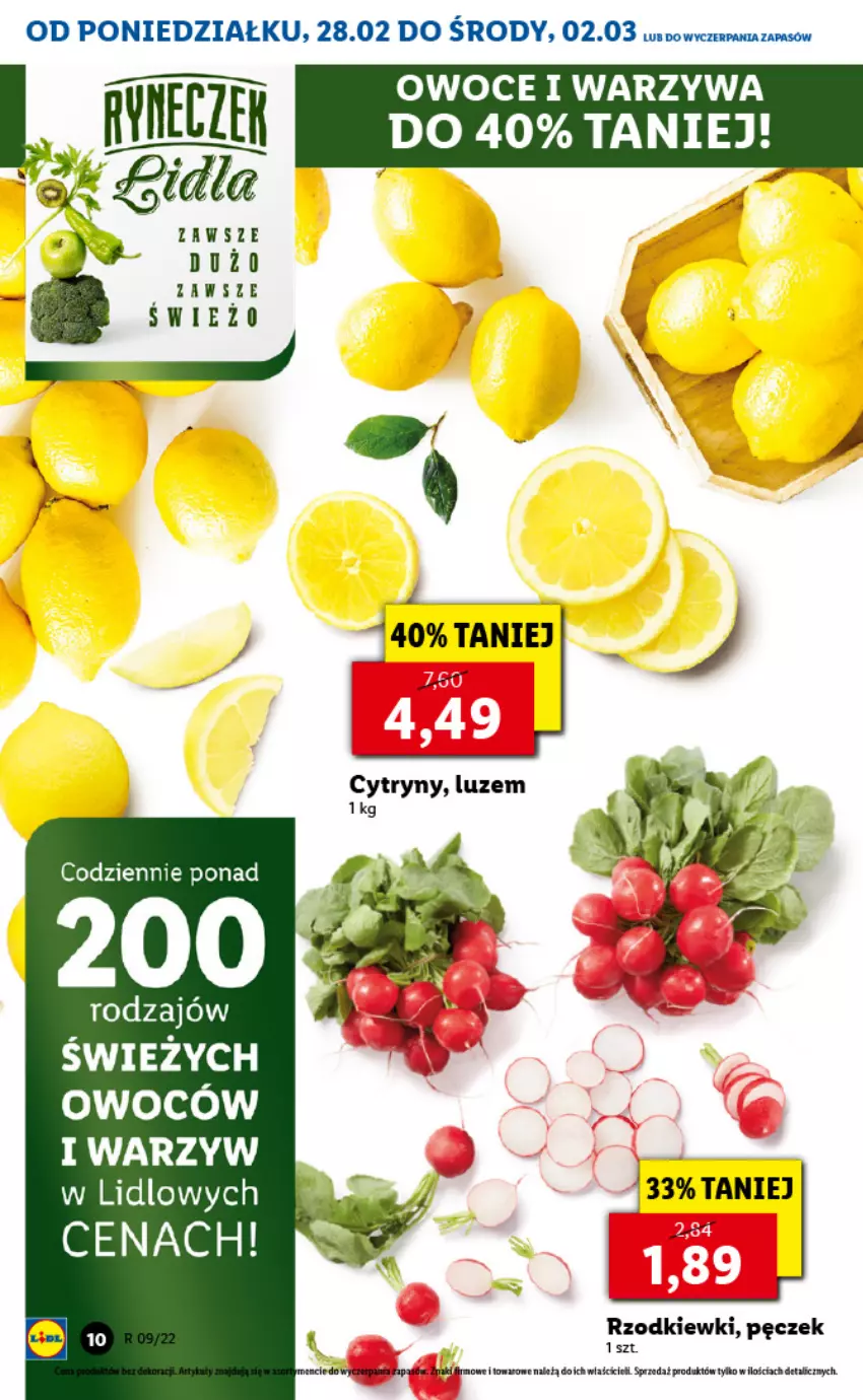 Gazetka promocyjna Lidl - GAZETKA - ważna 28.02 do 02.03.2022 - strona 10 - produkty: Cytryny, Owoce, Warzywa