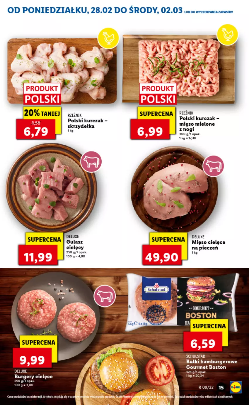 Gazetka promocyjna Lidl - GAZETKA - ważna 28.02 do 02.03.2022 - strona 15 - produkty: Burger, Hamburger, Kurczak, Mięso, Mięso mielone, Piec