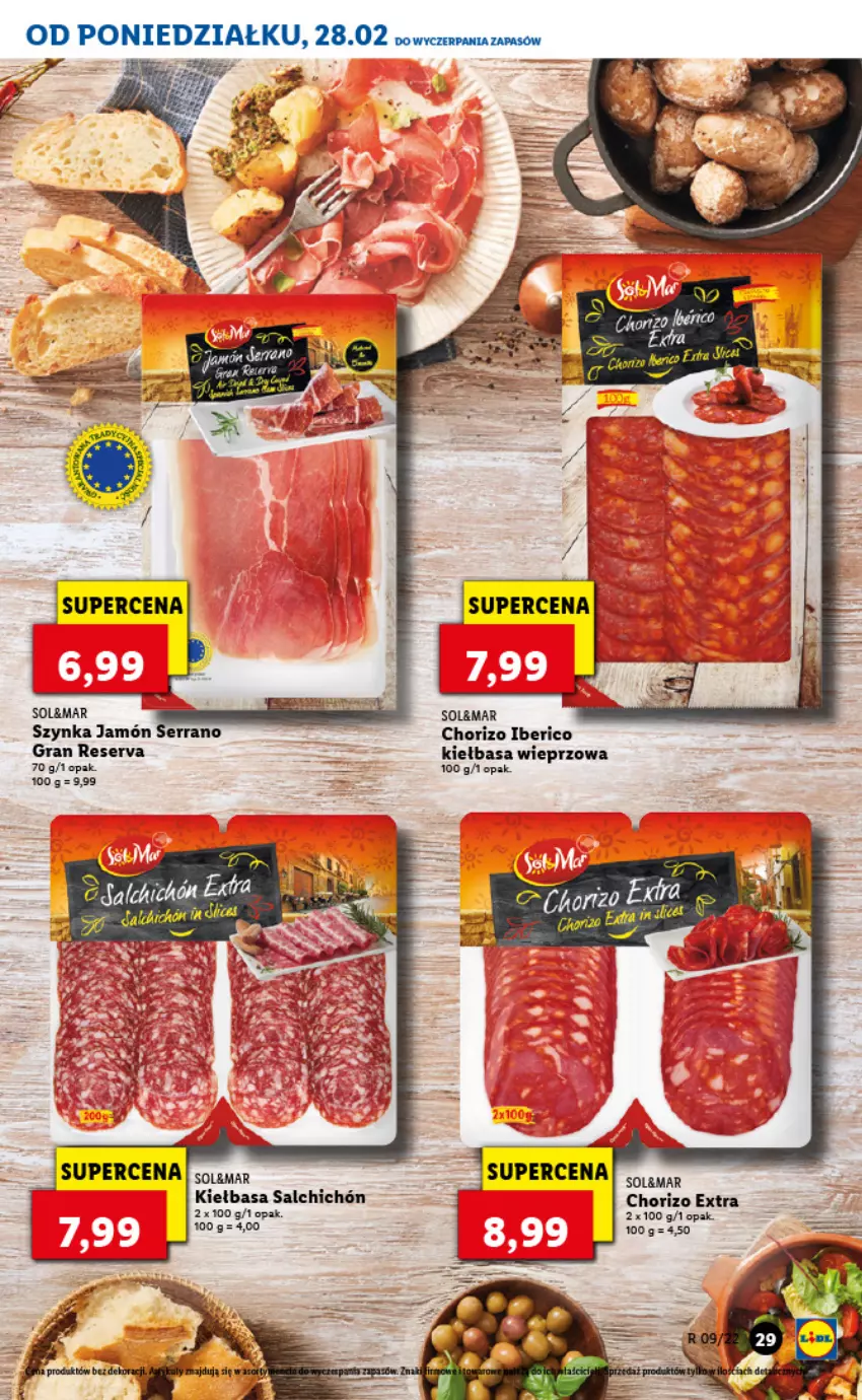 Gazetka promocyjna Lidl - GAZETKA - ważna 28.02 do 02.03.2022 - strona 29 - produkty: Gra, Jamón serrano, Kiełbasa, LG, Ser, Szynka