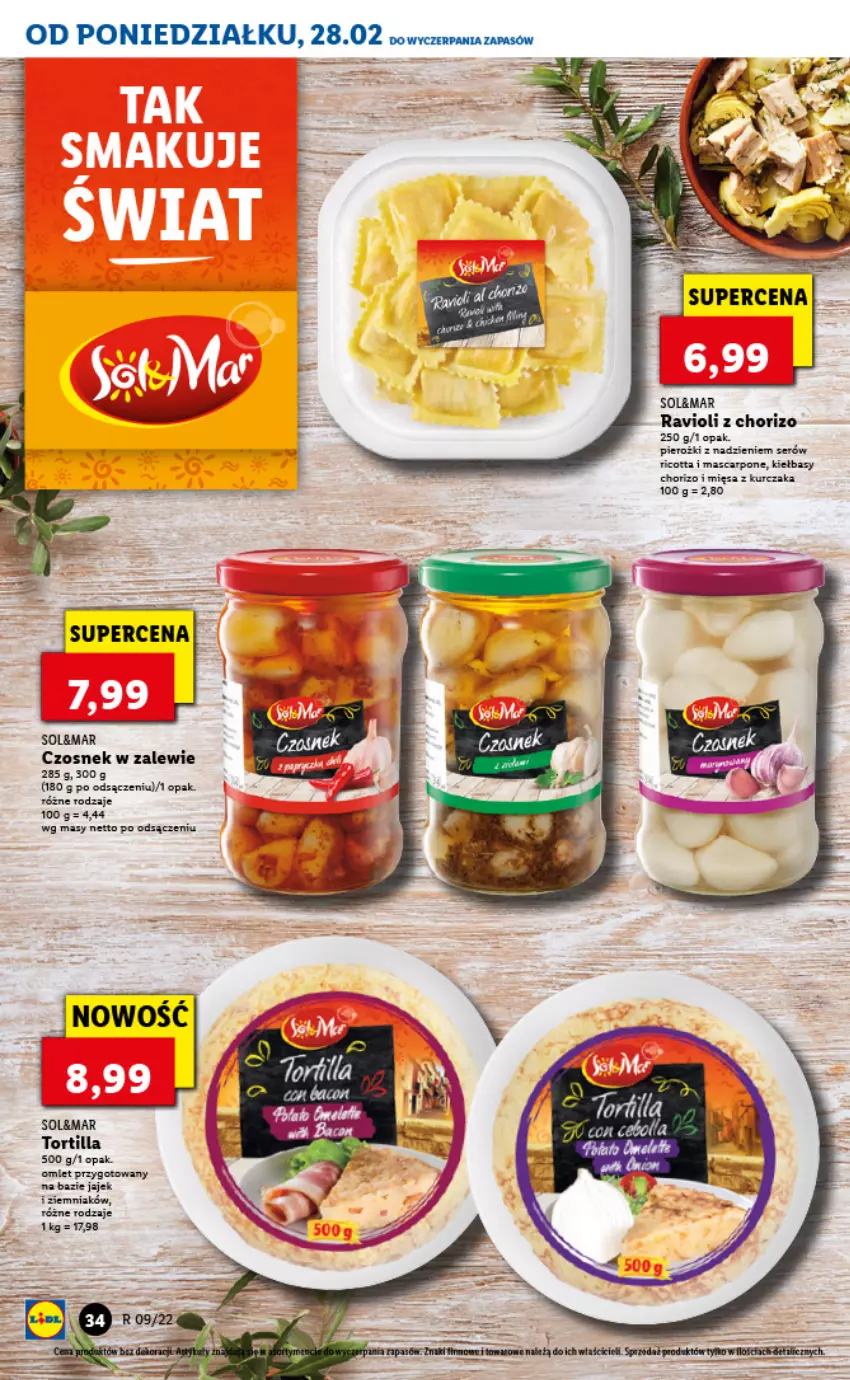 Gazetka promocyjna Lidl - GAZETKA - ważna 28.02 do 02.03.2022 - strona 34 - produkty: Czosnek, Fa, Kurczak, Mascarpone, Ricotta, Ser, Tortilla