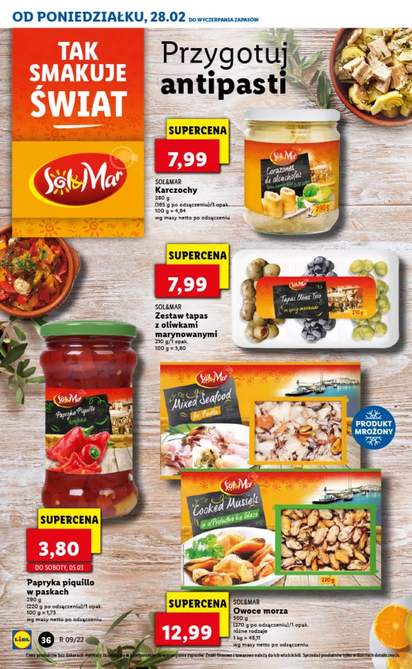 Gazetka promocyjna Lidl - GAZETKA - ważna 28.02 do 02.03.2022 - strona 36 - produkty: Fa, Karczochy, Owoce, Owoce morza, Papryka