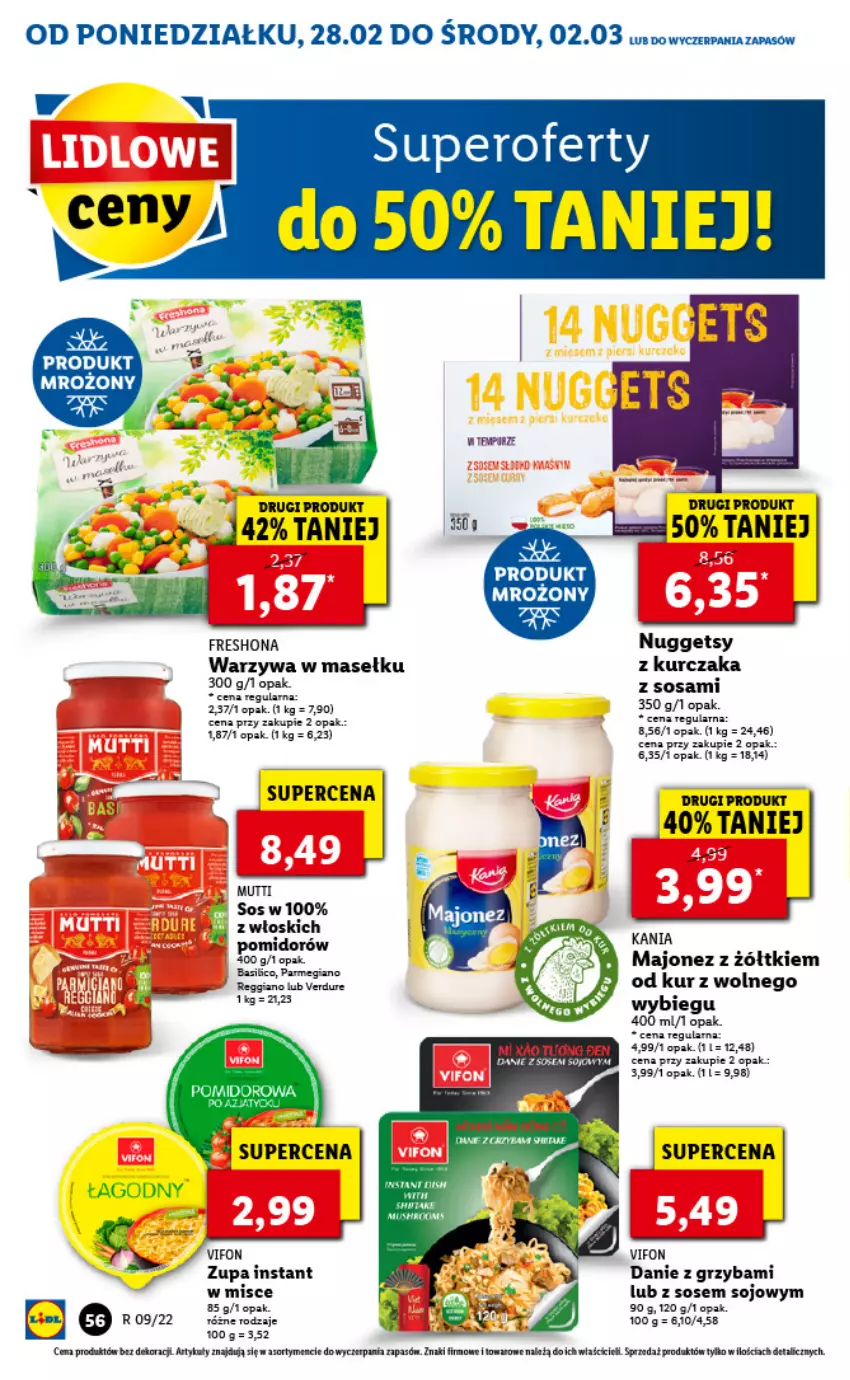 Gazetka promocyjna Lidl - GAZETKA - ważna 28.02 do 02.03.2022 - strona 56 - produkty: Fa, Kurczak, Majonez, Sos, Warzywa, Zupa