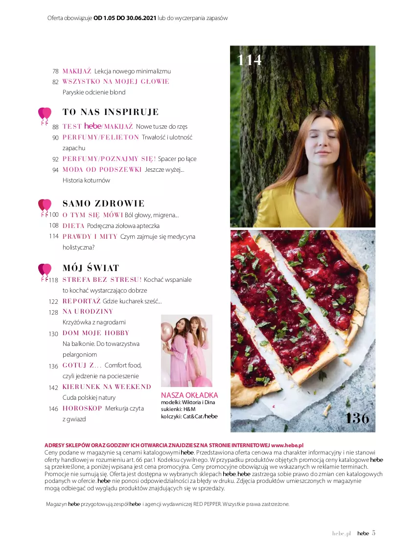 Gazetka promocyjna Hebe - Magazyn - ważna 01.05 do 30.06.2021 - strona 5 - produkty: Acer, Dres, Fa, Isana, Koc, Kolczyki, Kucharek, O nas, Tusz, Zdrowie