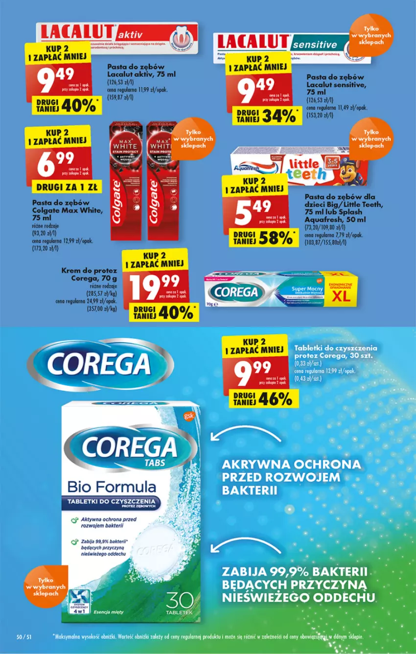 Gazetka promocyjna Biedronka - Gazetka - Biedronka.pl - ważna 12.12 do 17.12.2022 - strona 50 - produkty: Aquafresh, Colgate, Corega, Dzieci, Lacalut, LG, Pasta do zębów, Por, Tablet