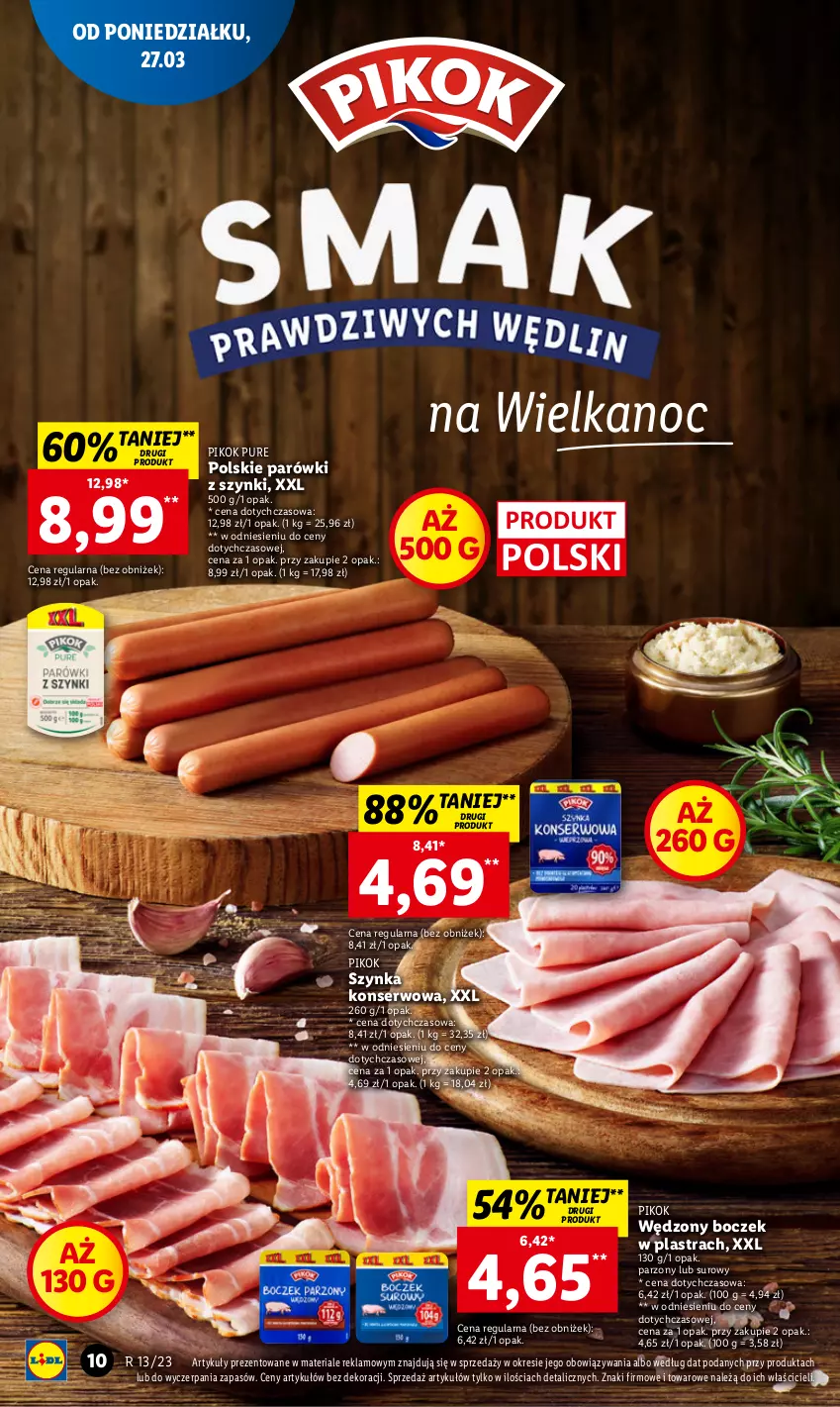 Gazetka promocyjna Lidl - GAZETKA - ważna 27.03 do 29.03.2023 - strona 10 - produkty: Boczek, Parówki, Parówki z szynki, PIKOK, Pur, Ser, Szynka, Szynka konserwowa