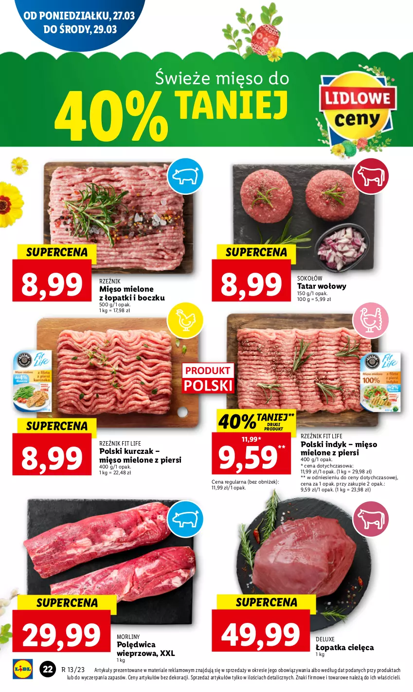 Gazetka promocyjna Lidl - GAZETKA - ważna 27.03 do 29.03.2023 - strona 26 - produkty: Kurczak, Mięso, Mięso mielone, Morliny, Polędwica, Sok, Sokołów, Tatar wołowy