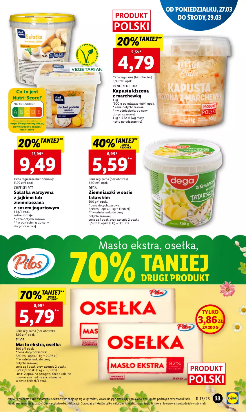 Gazetka promocyjna Lidl - GAZETKA - ważna 27.03 do 29.03.2023 - strona 39 - produkty: Dega, Jogurt, Masło, Olej, Pilos, Sałat, Sałatka, Sałatka warzywna, Sos, Wazon