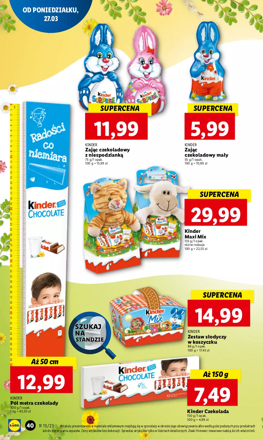 Gazetka promocyjna Lidl - GAZETKA - ważna 27.03 do 29.03.2023 - strona 46 - produkty: Czekolada, Kinder, Kosz