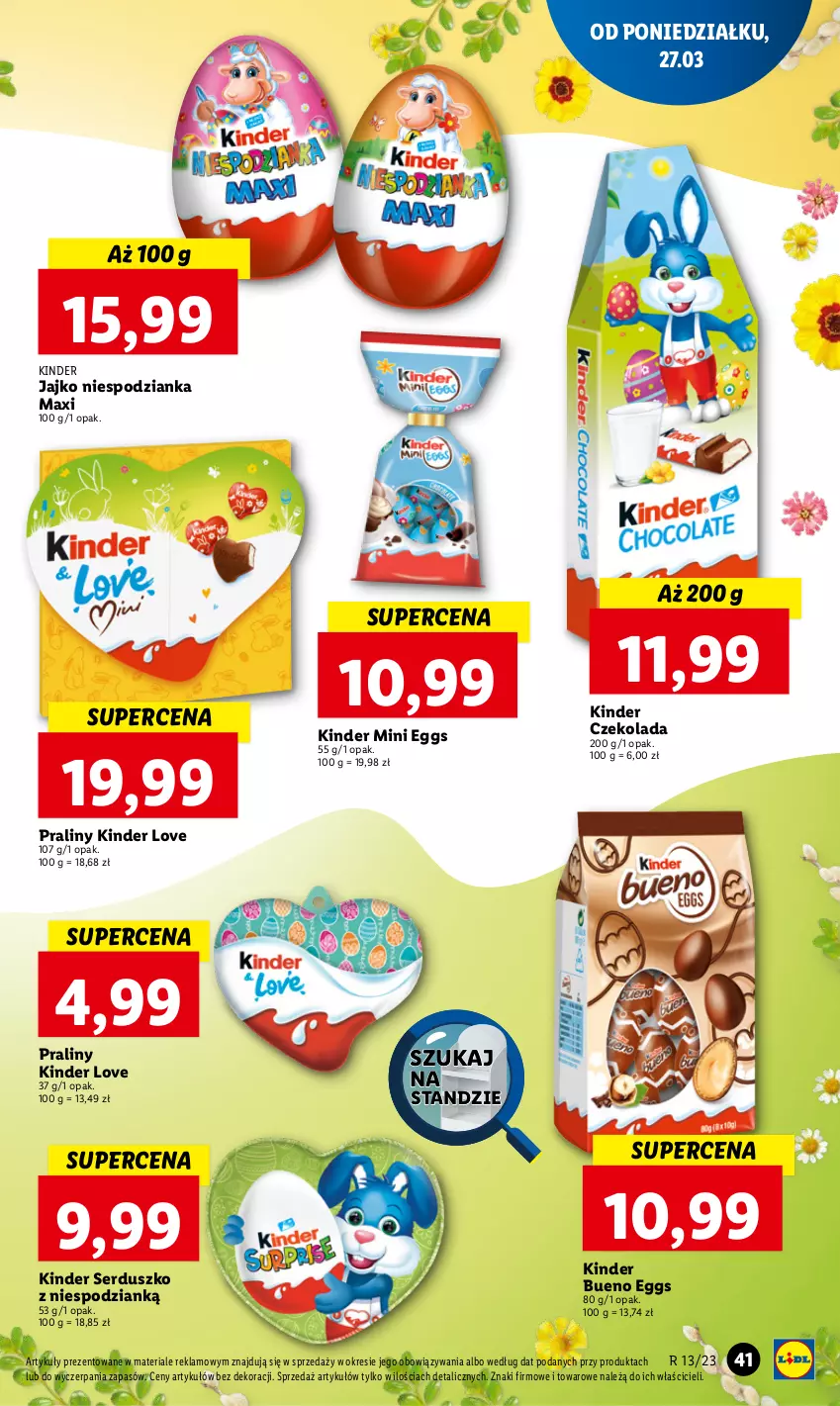 Gazetka promocyjna Lidl - GAZETKA - ważna 27.03 do 29.03.2023 - strona 47 - produkty: Czekolada, Kinder, Kinder Bueno, Praliny, Ser