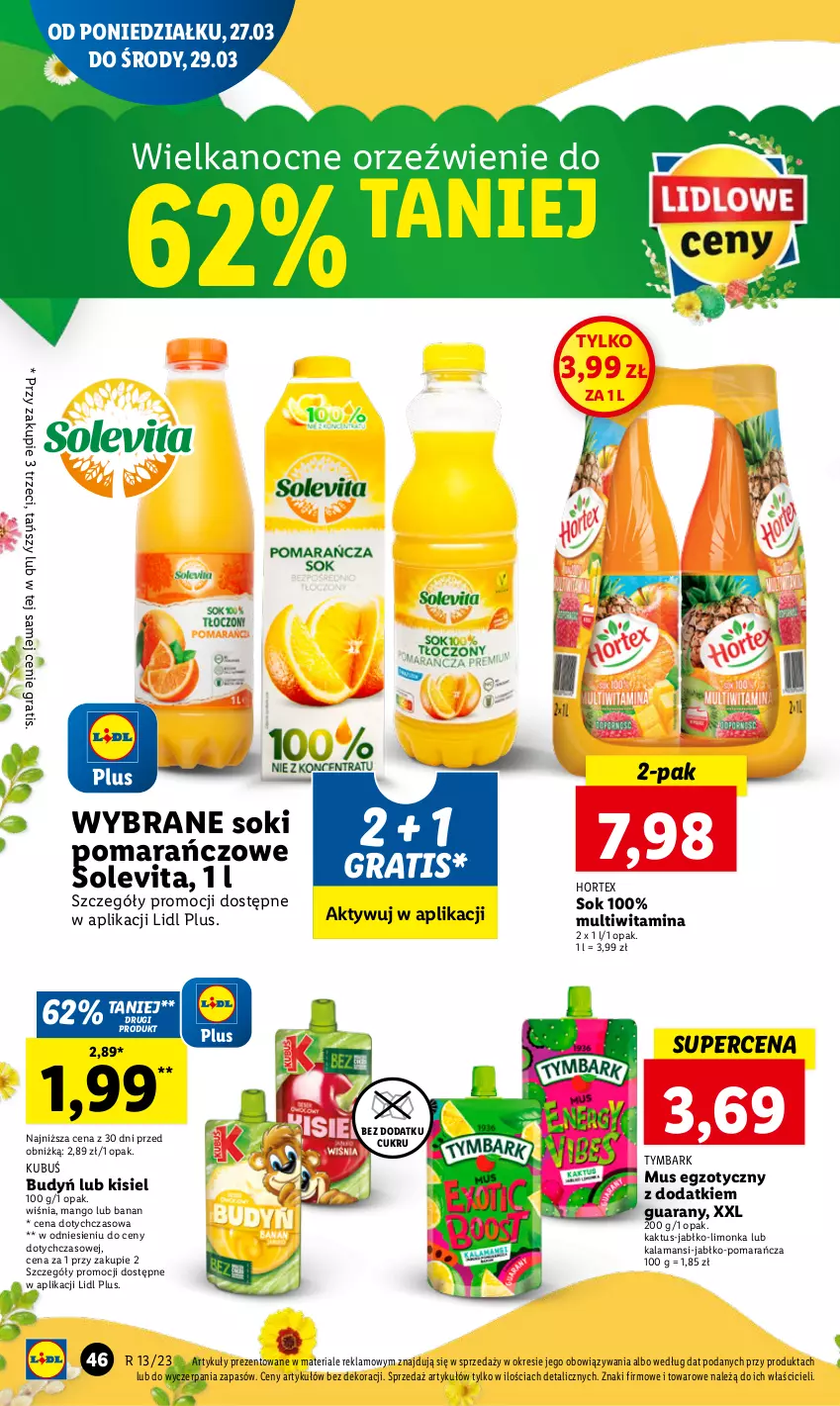 Gazetka promocyjna Lidl - GAZETKA - ważna 27.03 do 29.03.2023 - strona 52 - produkty: Budyń, Gra, Hortex, Kaktus, Kisiel, Kubuś, Limonka, Mango, Mus, Sok, Tymbark