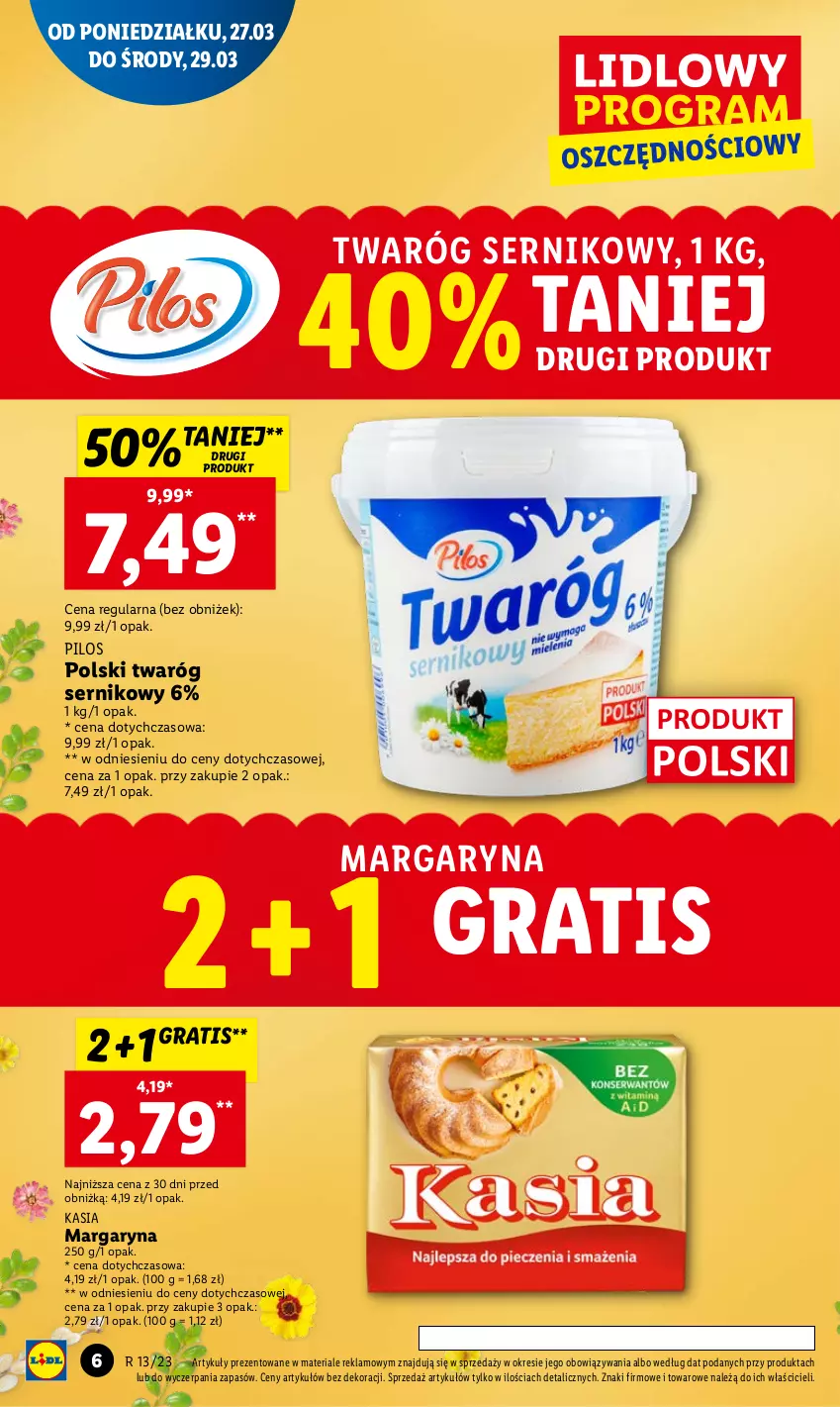 Gazetka promocyjna Lidl - GAZETKA - ważna 27.03 do 29.03.2023 - strona 6 - produkty: Gra, Kasia, Margaryna, Pilos, Ser, Twaróg