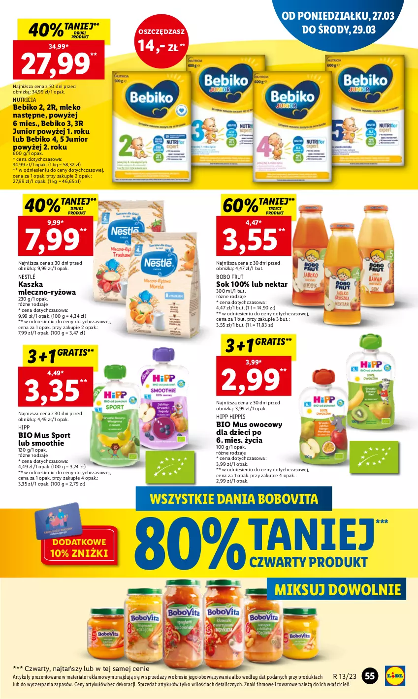 Gazetka promocyjna Lidl - GAZETKA - ważna 27.03 do 29.03.2023 - strona 61 - produkty: Bebiko, BoboVita, Dzieci, Gra, HiPP, Hipp Bio, Mleko, Mus, Nektar, Nestlé, O nas, Por, Ryż, Smoothie, Sok, Sport