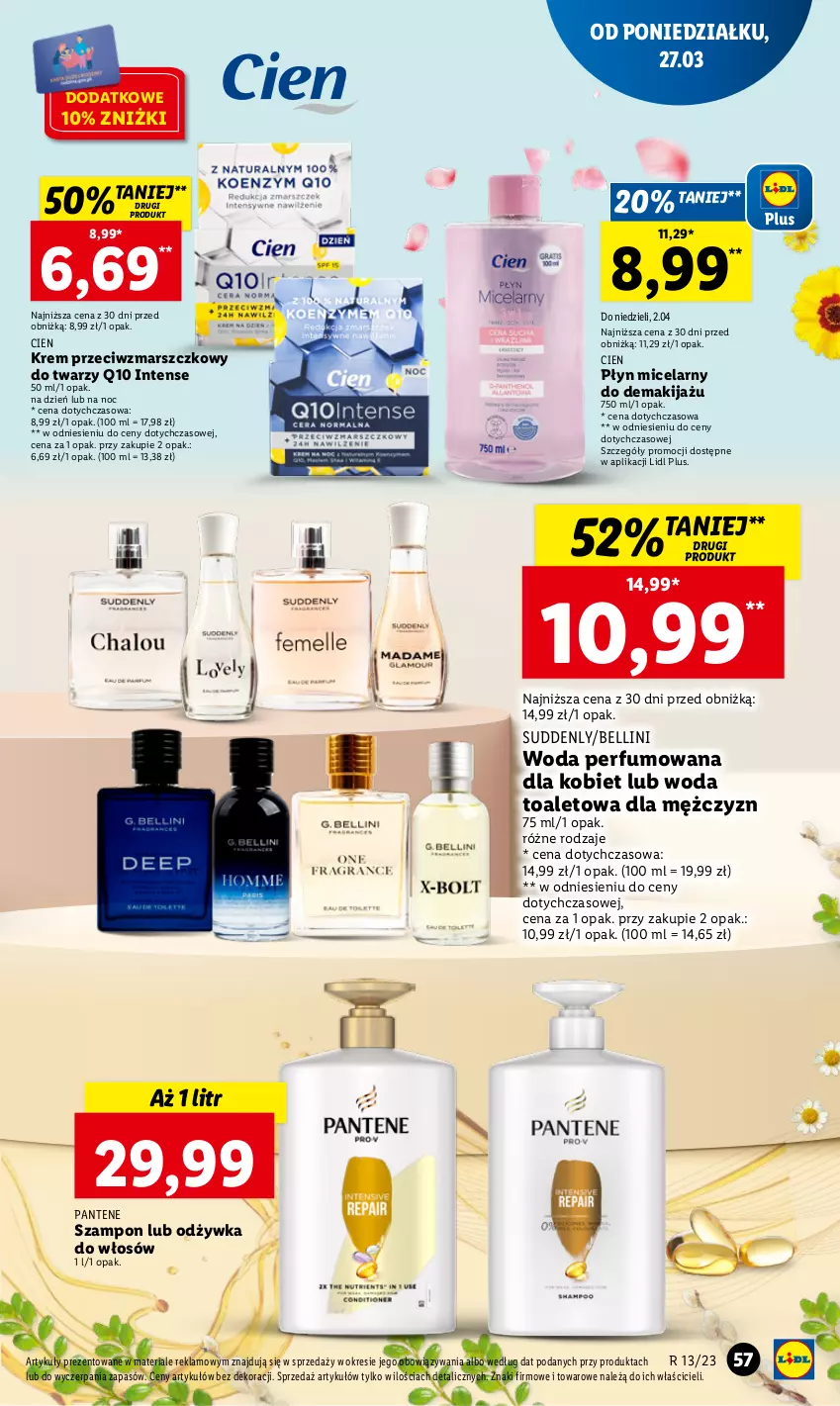 Gazetka promocyjna Lidl - GAZETKA - ważna 27.03 do 29.03.2023 - strona 63 - produkty: Bell, Krem przeciwzmarszczkowy, Makijaż, Mars, Odżywka, Pantene, Perfum, Płyn micelarny, Szampon, Woda, Woda perfumowana, Woda toaletowa