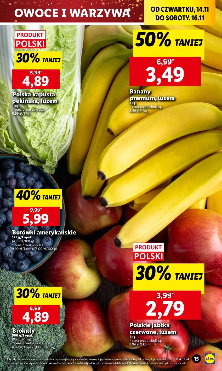 Gazetka promocyjna Lidl - GAZETKA - ważna 14.11 do 16.11.2024 - strona 17 - produkty: Banany, Brokuły, Jabłka, Owoce, Warzywa