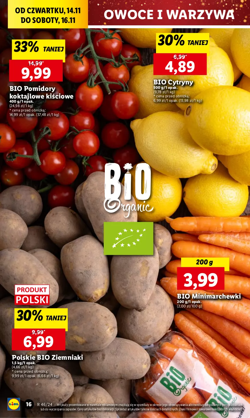 Gazetka promocyjna Lidl - GAZETKA - ważna 14.11 do 16.11.2024 - strona 18 - produkty: Cytryny, Owoce, Pomidory, Warzywa, Ziemniaki