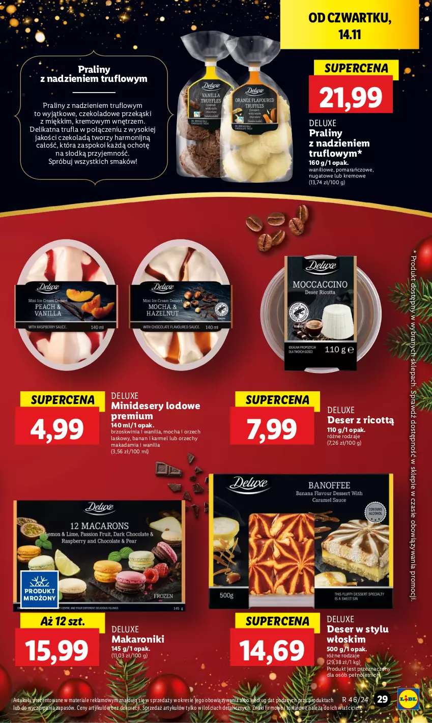 Gazetka promocyjna Lidl - GAZETKA - ważna 14.11 do 16.11.2024 - strona 31 - produkty: Deser, Makaron, Praliny, Ser, Sok